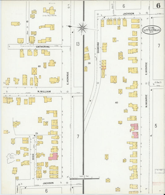 Sanborn Fire Insurance Map from Little Falls, Herkimer County, New York (1900), Sheet #0006 - Historic Sanborn Fire Insurance Map Print, vintage old map wall art, antique decor, genealogy gift, New York New York map