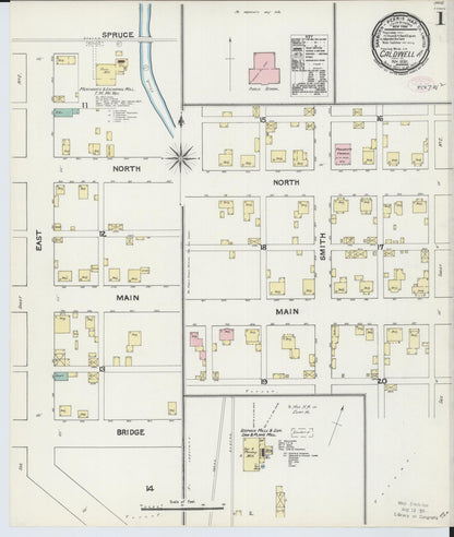 Sanborn Fire Insurance Map from Caldwell, Noble County, Ohio (1890), Sheet #0001 - Historic Sanborn Fire Insurance Map Print, vintage old map wall art, antique decor, genealogy gift, Ohio Ohio map