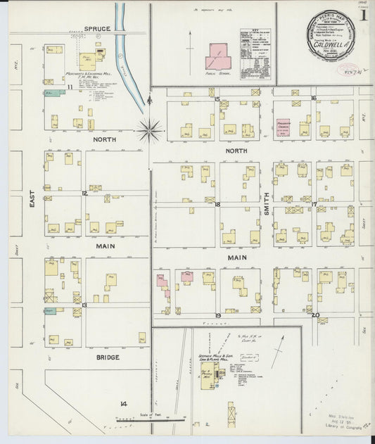 Sanborn Fire Insurance Map from Caldwell, Noble County, Ohio (1890), Sheet #0001 - Historic Sanborn Fire Insurance Map Print, vintage old map wall art, antique decor, genealogy gift, Ohio Ohio map