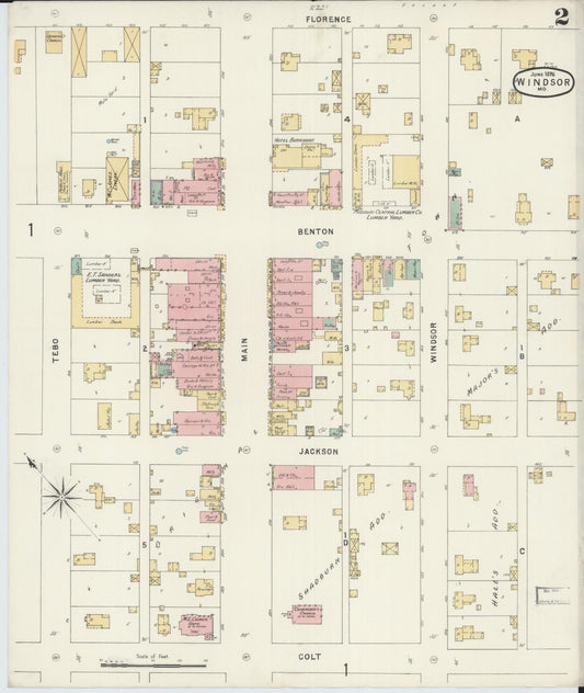 Sanborn Fire Insurance Map from Windsor, Henry County, Missouri (1896), Sheet #0002 - Historic Sanborn Fire Insurance Map Print, vintage old map wall art, antique decor, genealogy gift, Missouri Missouri map