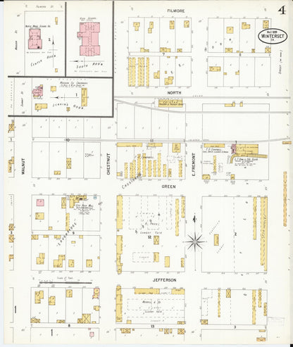 Sanborn Fire Insurance Map from Winterset, Madison County, Iowa (1899), Sheet #0004 - Historic Sanborn Fire Insurance Map Print, vintage old map wall art