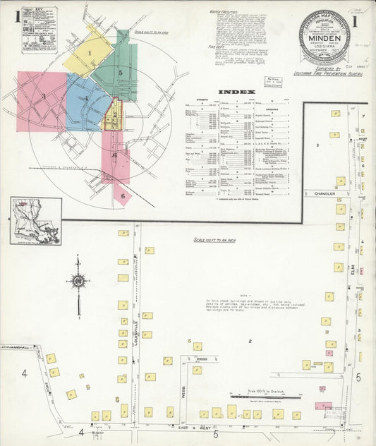 Sanborn Fire Insurance Map from Minden, Webster Parish, Louisiana. (1923) – Historic Sanborn Fire Insurance Map Print