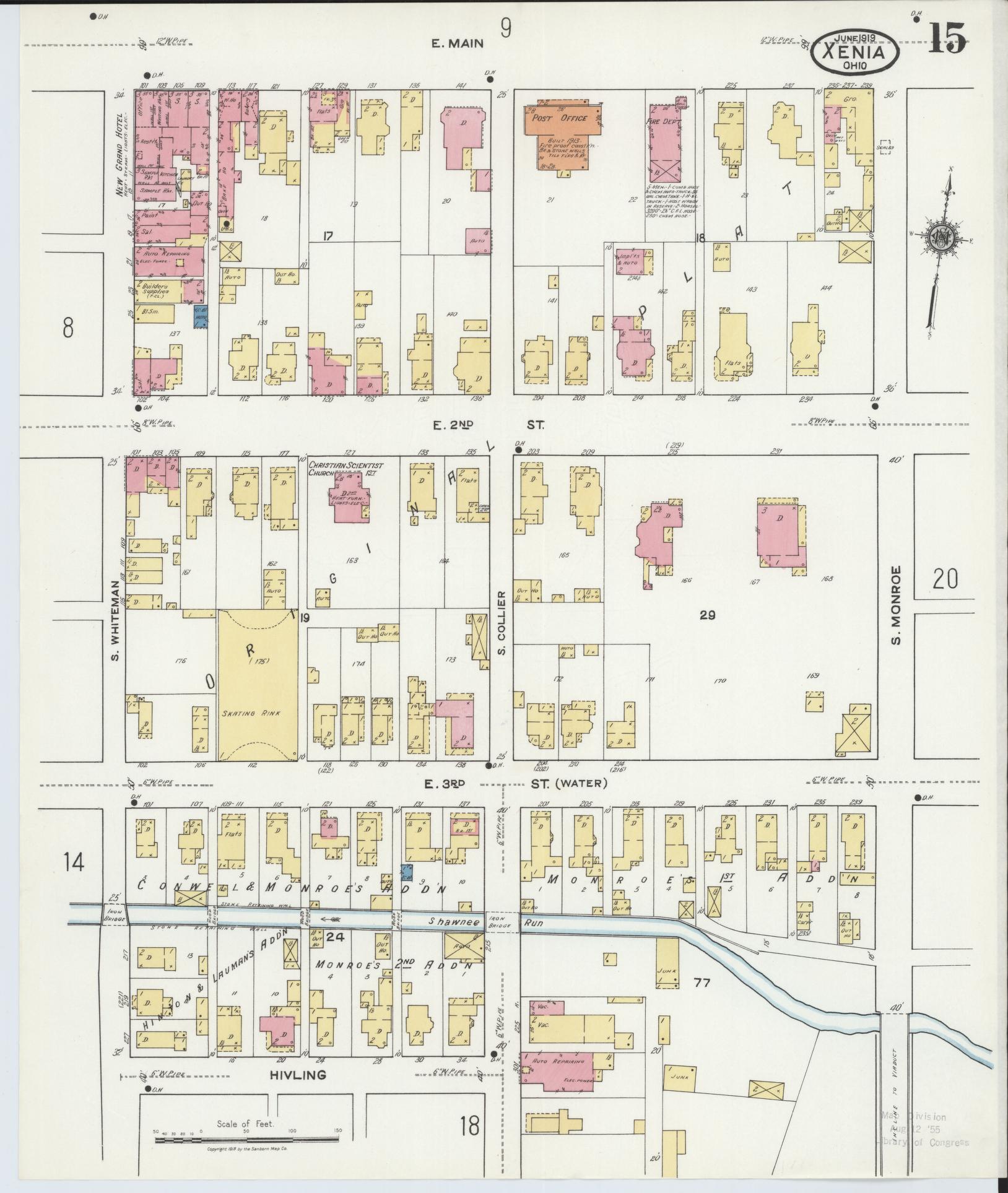 Sanborn Fire Insurance Map from Xenia, Greene County, Ohio (1919), Sheet #0015 - Complete Map Set gallery image, historic Sanborn map, vintage wall art, Ohio Ohio