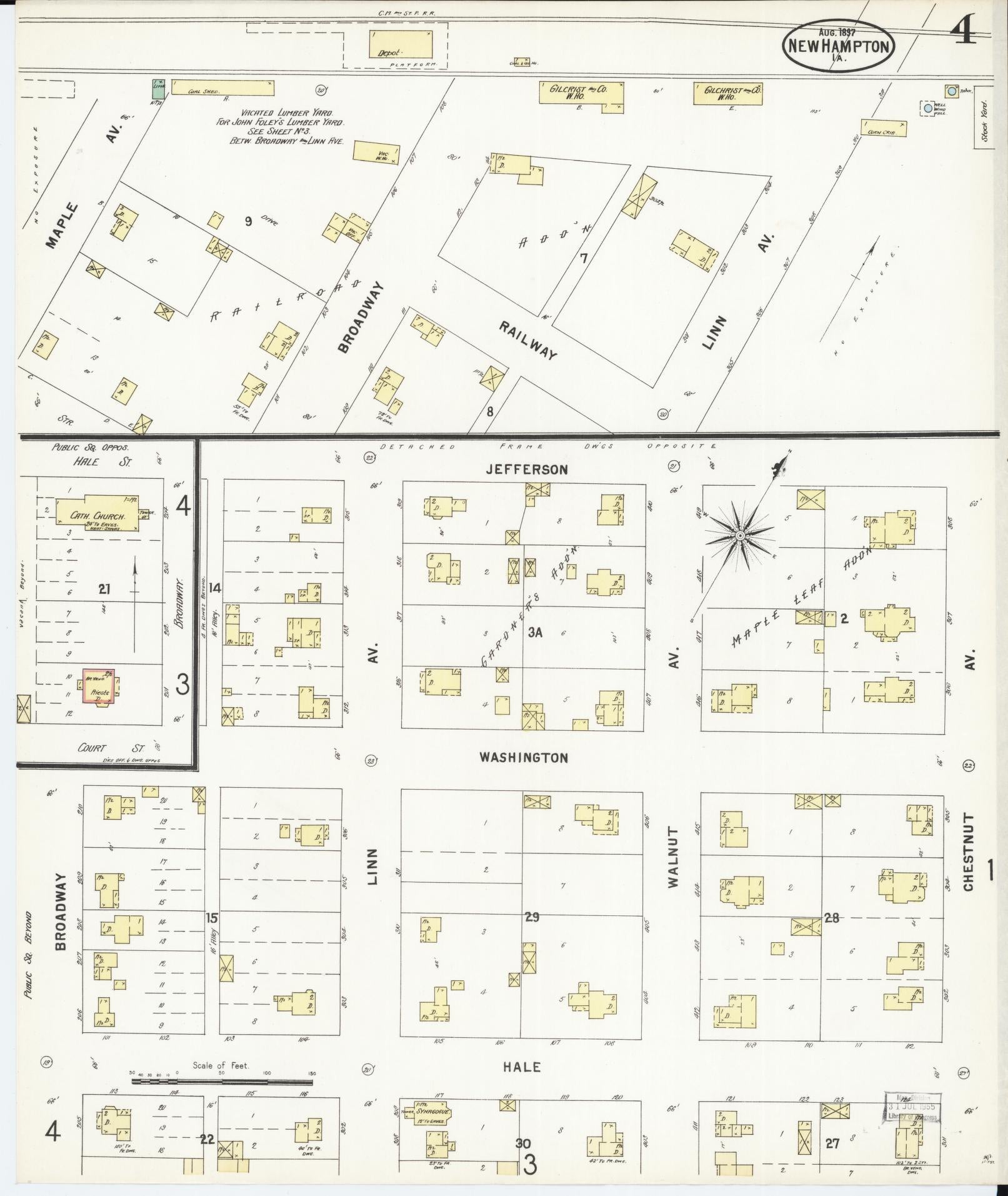 Sanborn Fire Insurance Map from New Hampton, Chickasaw County, Iowa (1897), Sheet #0004 - Historic Sanborn Fire Insurance Map Print