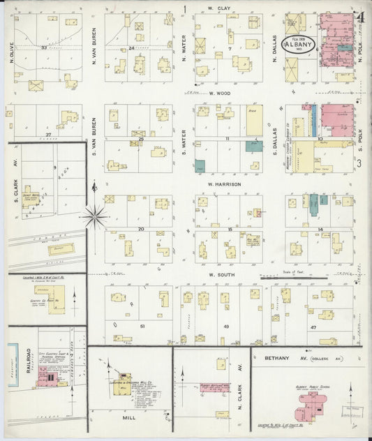 Sanborn Fire Insurance Map from Albany, Gentry County, Missouri (1909), Sheet #0004 - Historic Sanborn Fire Insurance Map Print, vintage old map wall art, antique decor, genealogy gift, Missouri Missouri map