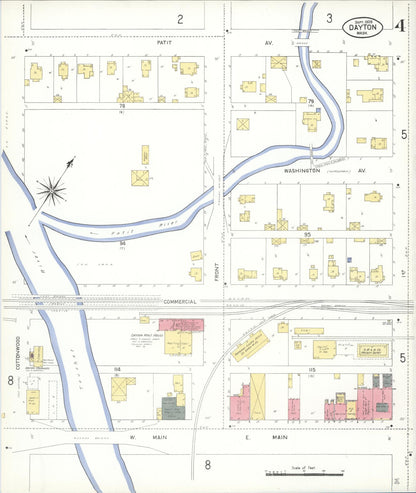 Sanborn Fire Insurance Map from Dayton, Columbia County, Washington (1909), Sheet #0004 - Complete Map Set gallery image, historic Sanborn map, vintage wall art, Washington Washington