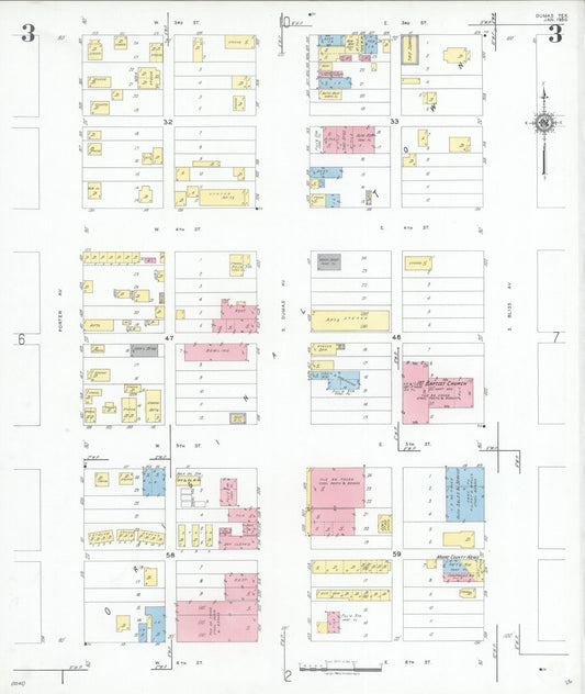 Sanborn Fire Insurance Map from Dumas, Moore County, Texas (1950), Sheet #0003 - Historic Sanborn Fire Insurance Map Print, vintage old map wall art, antique decor, genealogy gift, Texas Texas map