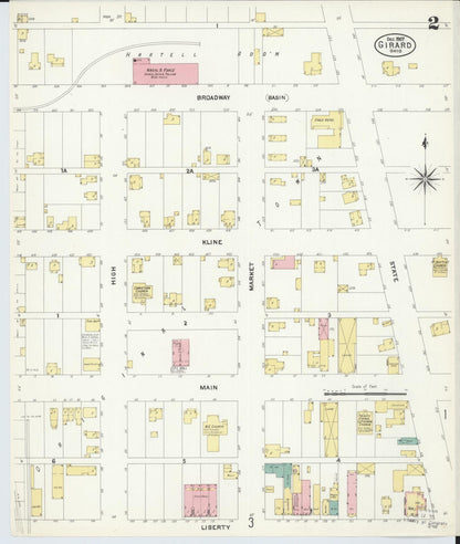 Sanborn Fire Insurance Map from Girard, Trumbull County, Ohio (1907), Sheet #0002 - Complete Map Set gallery image, historic Sanborn map, vintage wall art, Ohio Ohio