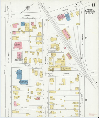 Sanborn Fire Insurance Map from Waterloo, Seneca County, New York (1918), Sheet #0011 - Historic Sanborn Fire Insurance Map Print, vintage old map wall art, antique decor, genealogy gift, New York New York map