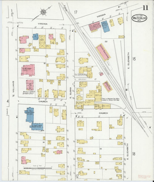 Sanborn Fire Insurance Map from Waterloo, Seneca County, New York (1918), Sheet #0011 - Historic Sanborn Fire Insurance Map Print, vintage old map wall art, antique decor, genealogy gift, New York New York map