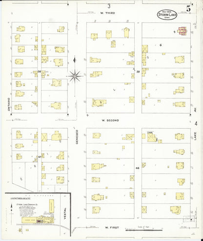 Sanborn Fire Insurance Map from Storm Lake, Buena Vista County, Iowa (1909), Sheet #0005 - Historic Sanborn Fire Insurance Map Print, vintage old map wall art