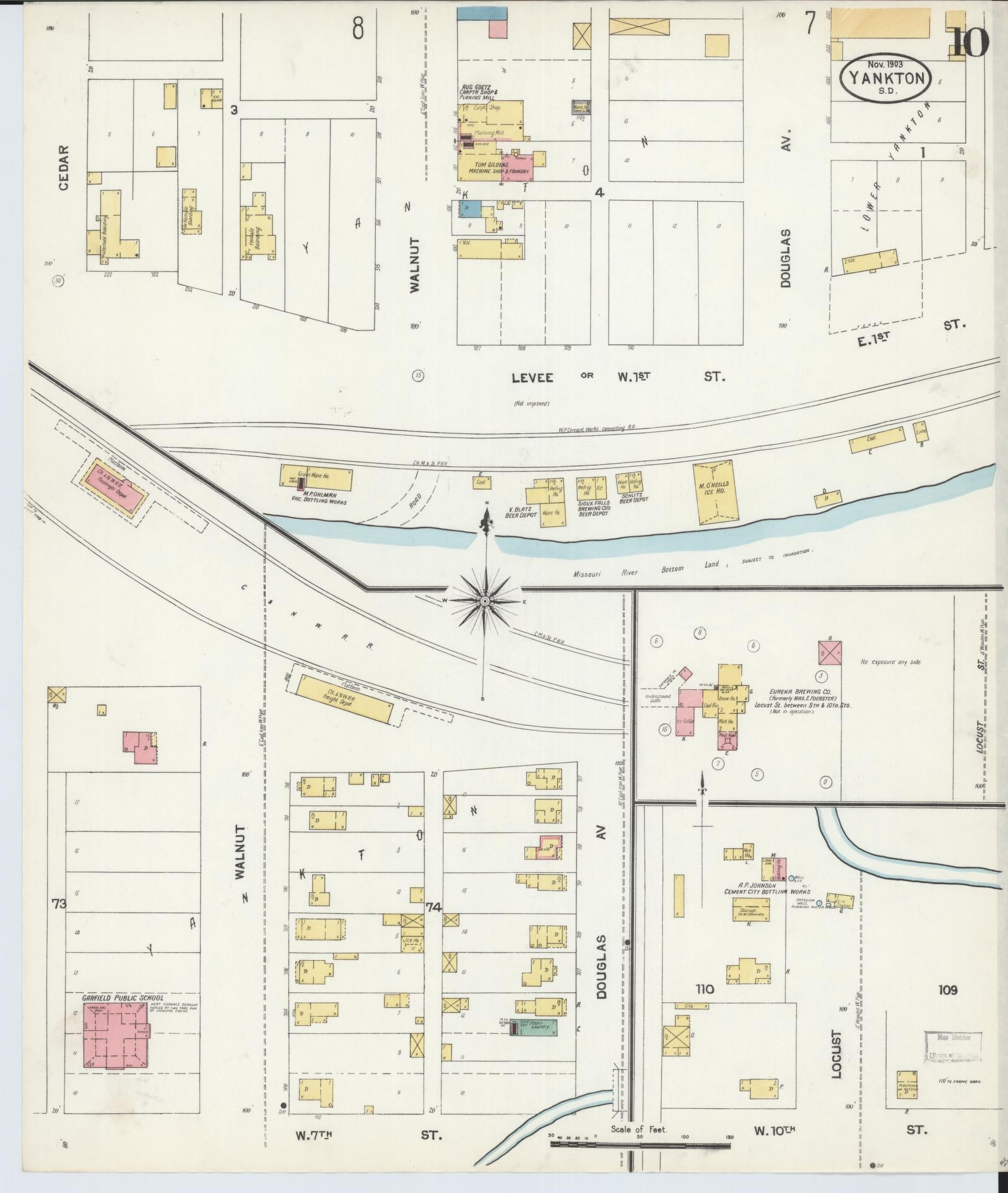 Sanborn Fire Insurance Map from Yankton, Yankton County, South Dakota (1903), Sheet #0009 - Complete Map Set gallery image, historic Sanborn map, vintage wall art, South Dakota South Dakota