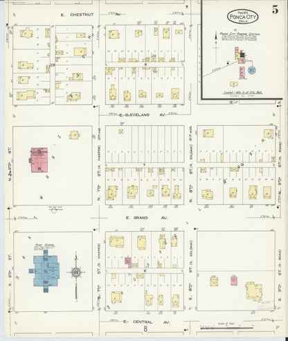 Sanborn Fire Insurance Map from Ponca City, Kay County, Oklahoma (1913), Sheet #0005 - Complete Map Set gallery image, historic Sanborn map, vintage wall art, Oklahoma Oklahoma