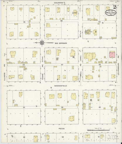 Sanborn Fire Insurance Map from Midland, Midland County, Texas (1914), Sheet #0002 - Complete Map Set gallery image, historic Sanborn map, vintage wall art, Texas Texas