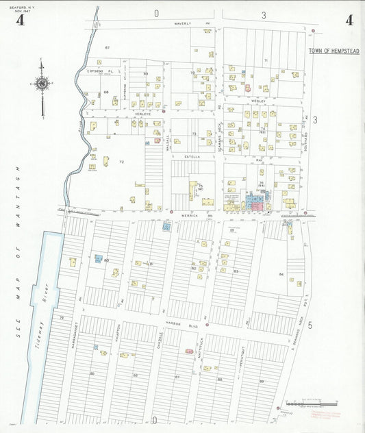 Sanborn Fire Insurance Map from Seaford, Nassau County, New York (1947), Sheet #0004 - Historic Sanborn Fire Insurance Map Print, vintage old map wall art, antique decor, genealogy gift, New York New York map