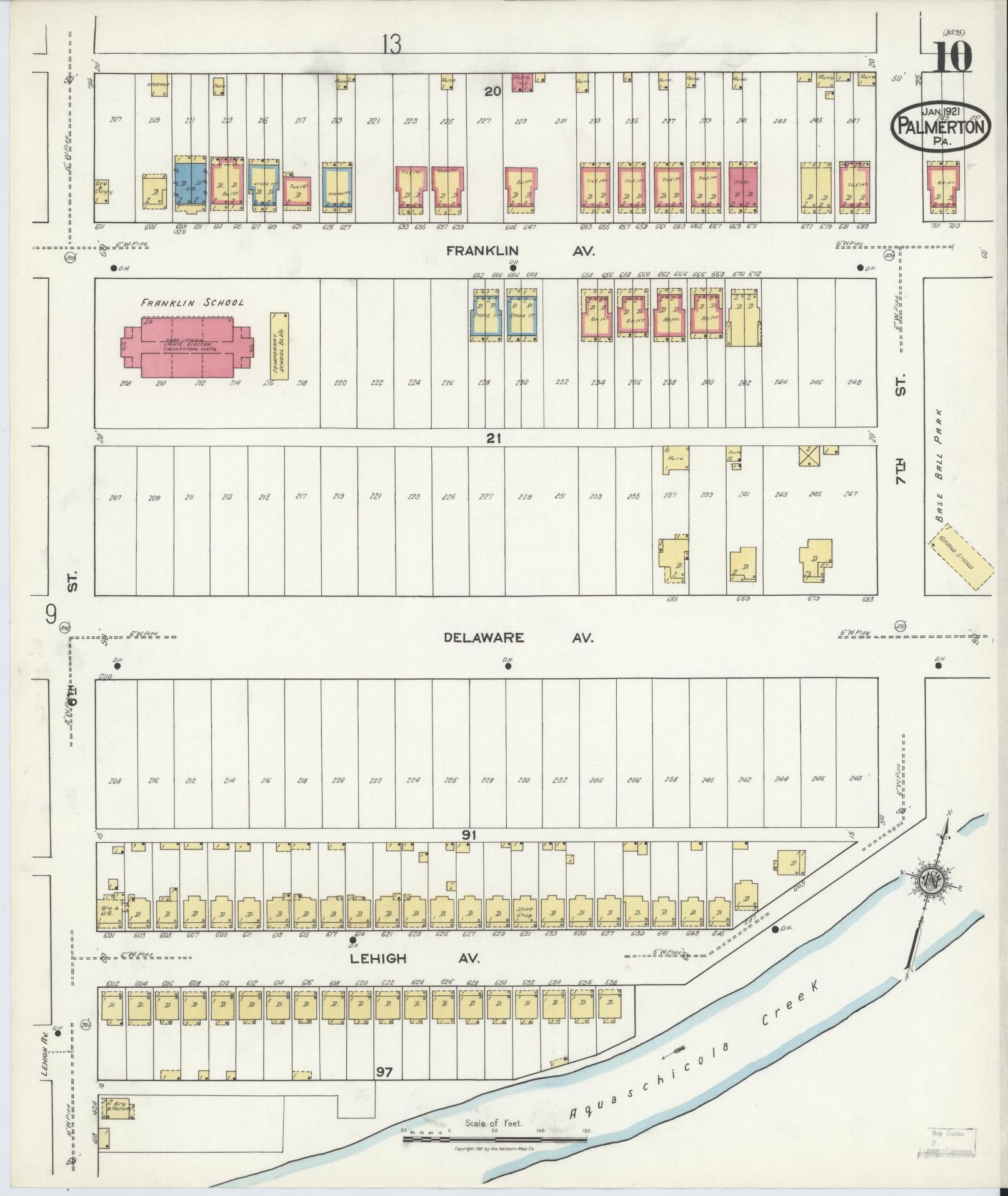 Sanborn Fire Insurance Map from Palmerton, Carbon County, Pennsylvania (1921), Sheet #0010 - Complete Map Set gallery image, historic Sanborn map, vintage wall art, Pennsylvania Pennsylvania