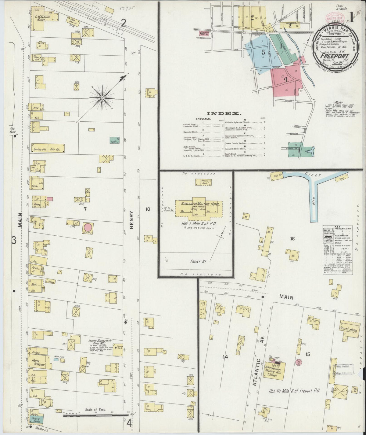 Sanborn Fire Insurance Map from Freeport, Nassau County, New York (1897), Sheet #0001 - Complete Map Set gallery image, historic Sanborn map, vintage wall art, New York New York