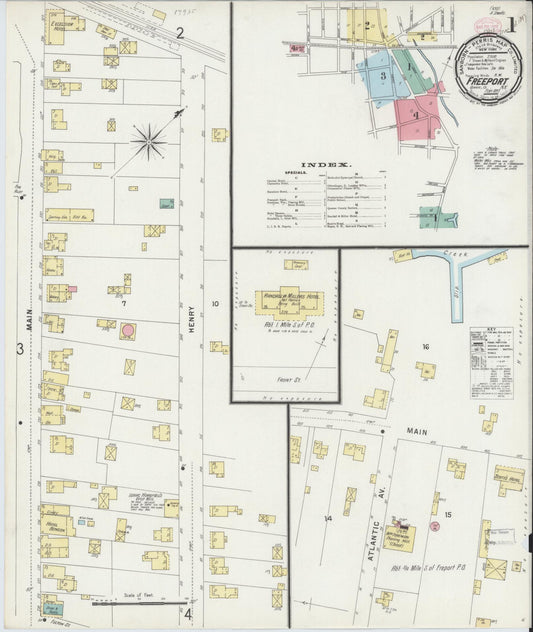Sanborn Fire Insurance Map from Freeport, Nassau County, New York (1897), Sheet #0001 - Complete Map Set gallery image, historic Sanborn map, vintage wall art, New York New York
