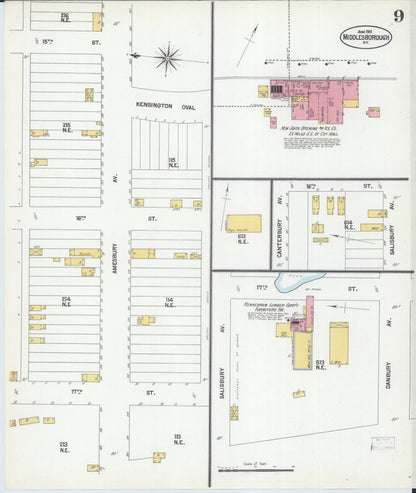 Sanborn Fire Insurance Map from Middlesboro, Bell County, Kentucky (1901), Sheet #0009 - Complete Map Set gallery image, historic Sanborn map, vintage wall art, Kentucky Kentucky