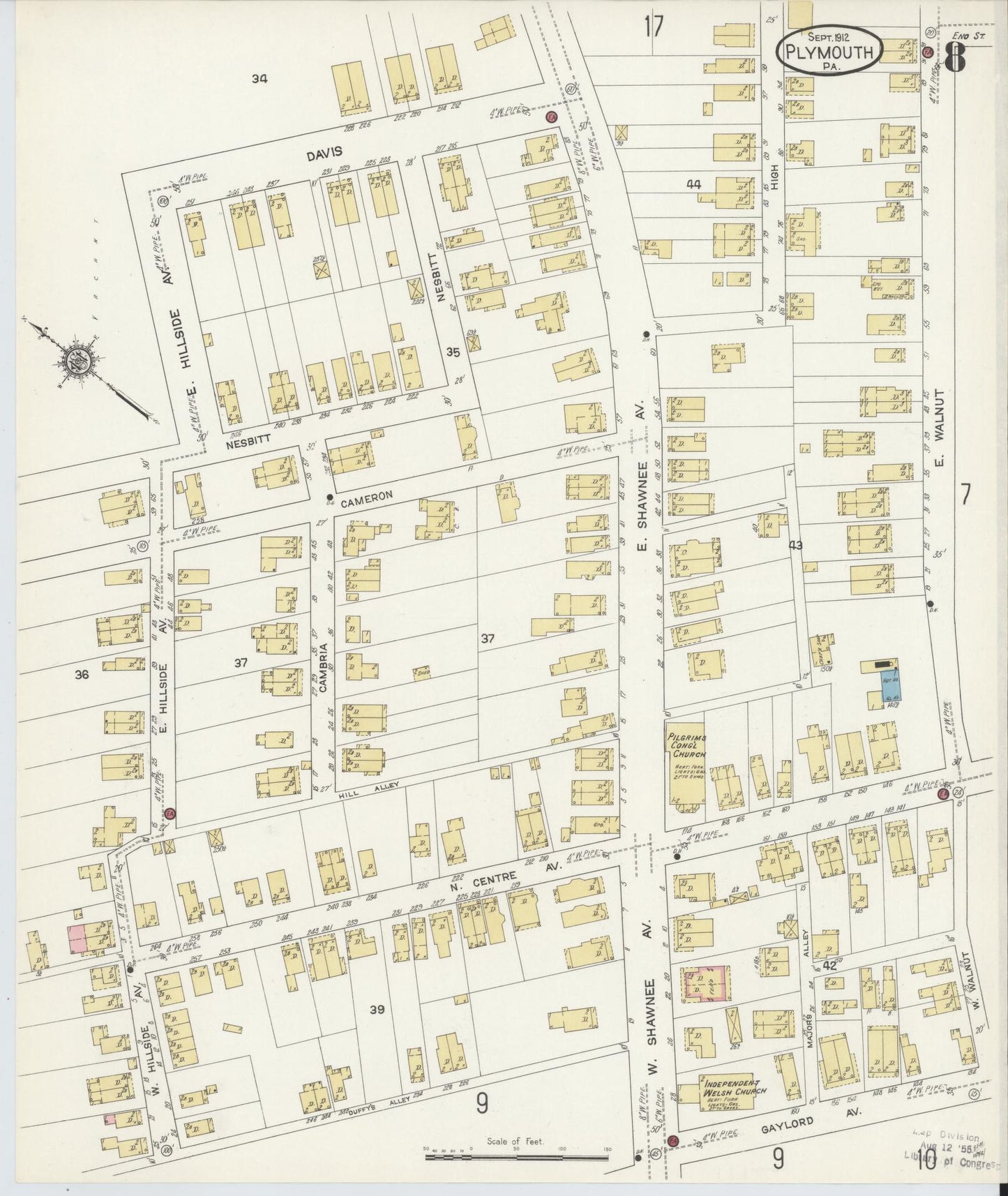 Sanborn Fire Insurance Map from Plymouth, Luzerne County, Pennsylvania (1912), Sheet #0008 - Complete Map Set gallery image, historic Sanborn map, vintage wall art, Pennsylvania Pennsylvania