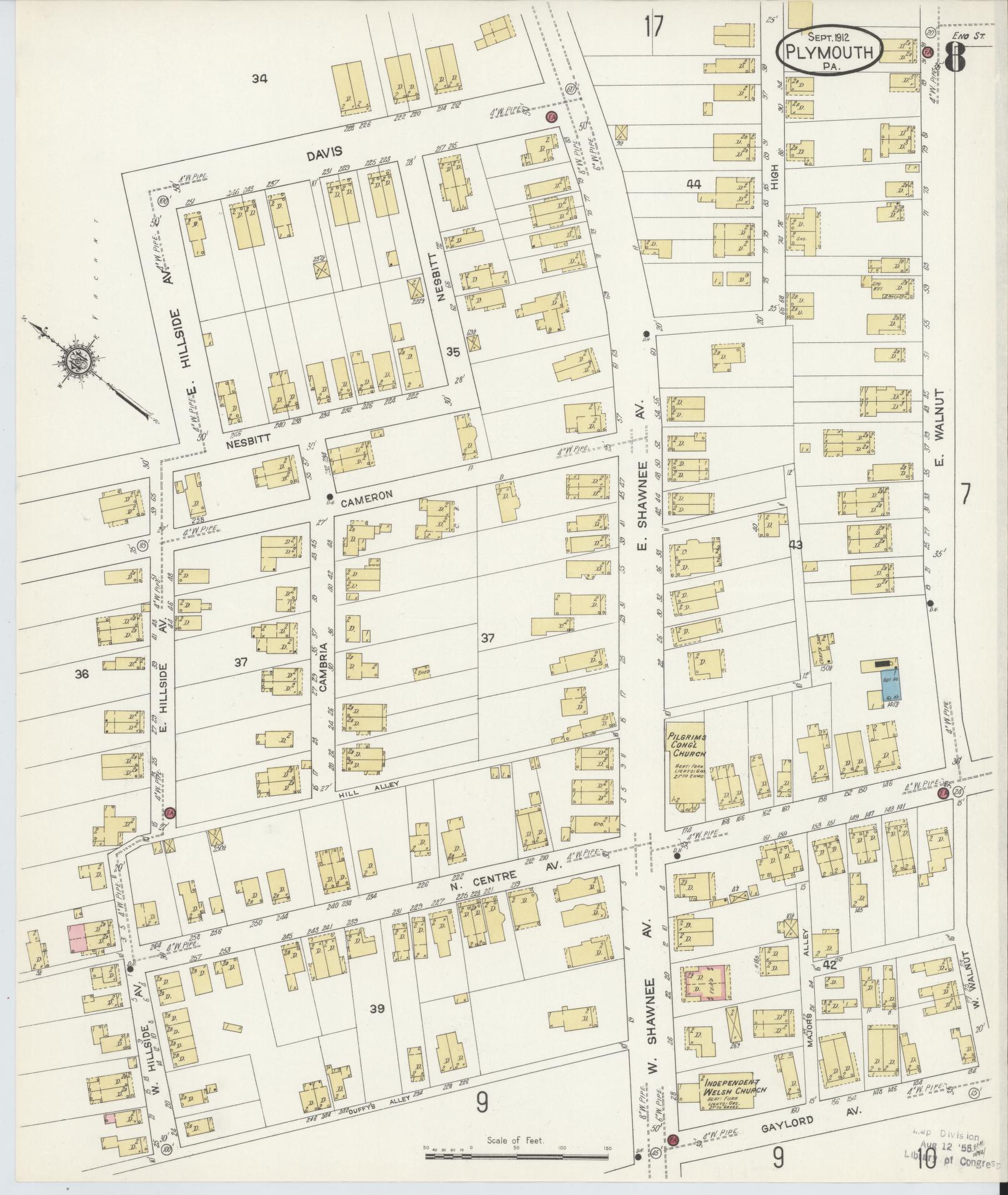 Sanborn Fire Insurance Map from Plymouth, Luzerne County, Pennsylvania (1912), Sheet #0008 - Complete Map Set gallery image, historic Sanborn map, vintage wall art, Pennsylvania Pennsylvania