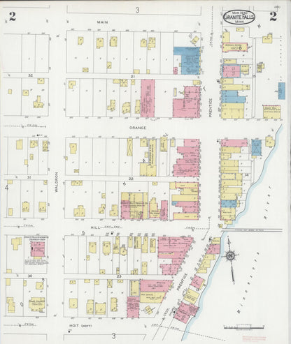Sanborn Fire Insurance Map from Granite Falls, Yellow Medicine And Chippewa Counties, Minnesota (1930), Sheet #0002 - Complete Map Set gallery image, historic Sanborn map, vintage wall art, Minnesota Minnesota