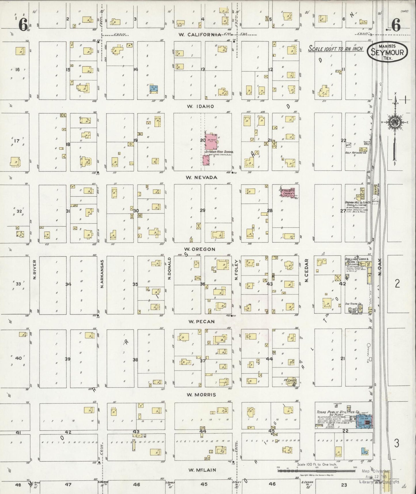 Sanborn Fire Insurance Map from Seymour, Baylor County, Texas (1925), Sheet #0006 - Complete Map Set gallery image, historic Sanborn map, vintage wall art, Texas Texas