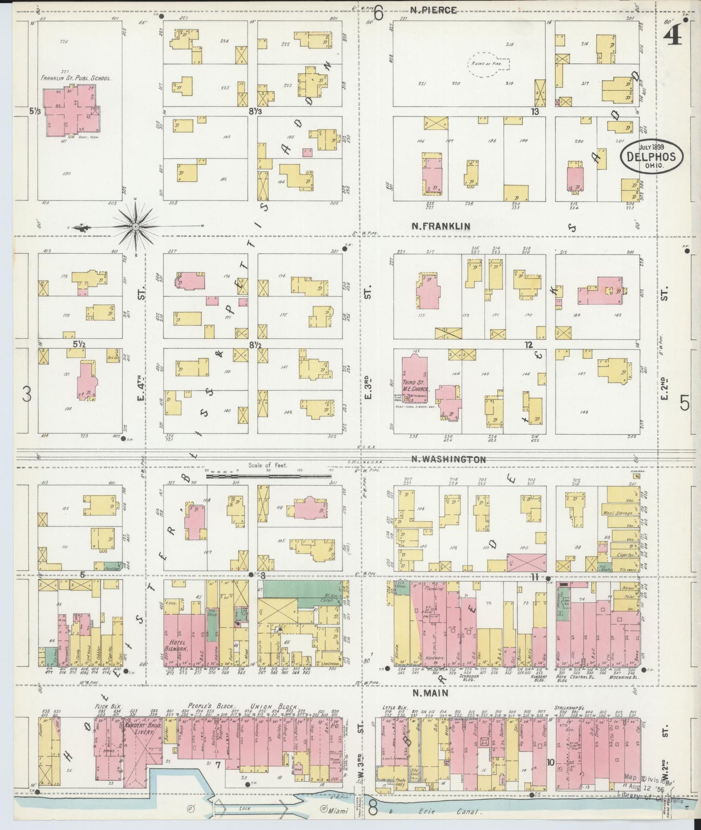 Sanborn Fire Insurance Map from Delphos, Van Wert And Allen Counties, Ohio (1899), Sheet #0004 - Historic Sanborn Fire Insurance Map Print, vintage old map wall art, antique decor, genealogy gift, Ohio Ohio map