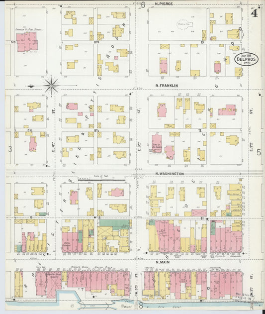 Sanborn Fire Insurance Map from Delphos, Van Wert And Allen Counties, Ohio (1899), Sheet #0004 - Historic Sanborn Fire Insurance Map Print, vintage old map wall art, antique decor, genealogy gift, Ohio Ohio map
