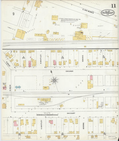 Sanborn Fire Insurance Map from Columbia City, Whitley County, Indiana (1905), Sheet #0011 - Complete Map Set gallery image, historic Sanborn map, vintage wall art, Indiana Indiana