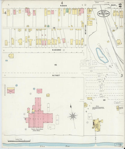 Sanborn Fire Insurance Map from Madison, Jefferson County, Indiana (1897), Sheet #0002 - Historic Sanborn Fire Insurance Map Print, vintage old map wall art, antique decor, genealogy gift, Indiana Indiana map
