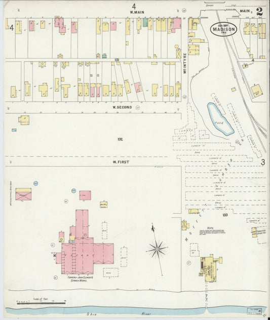 Sanborn Fire Insurance Map from Madison, Jefferson County, Indiana (1897), Sheet #0002 - Historic Sanborn Fire Insurance Map Print, vintage old map wall art, antique decor, genealogy gift, Indiana Indiana map