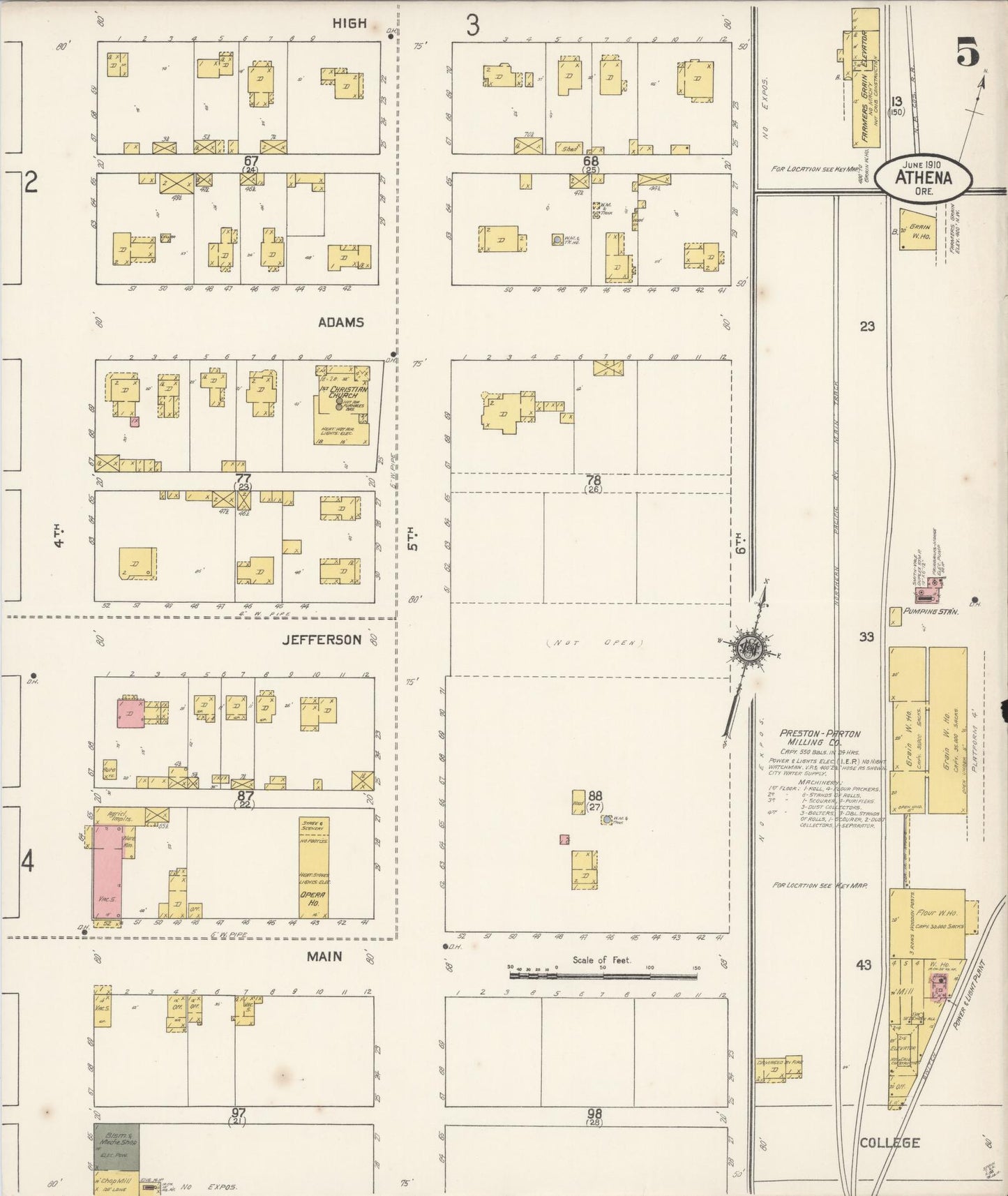 Sanborn Fire Insurance Map from Athena, Umatilla County, Oregon (1910), Sheet #0005 - Complete Map Set gallery image, historic Sanborn map, vintage wall art, Oregon Oregon