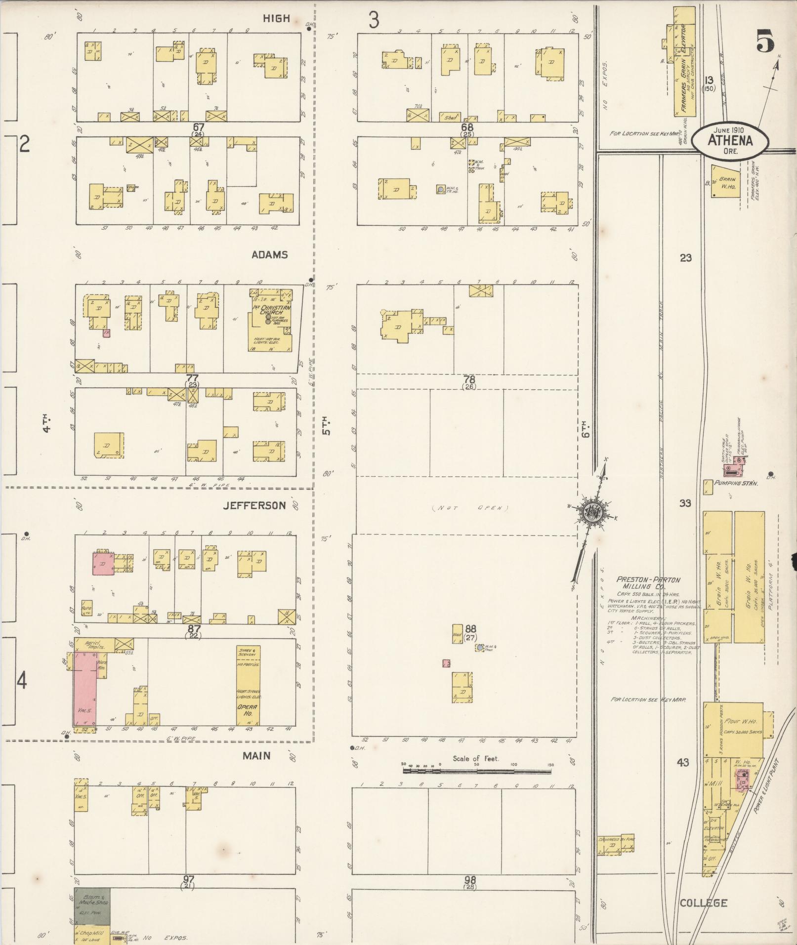 Sanborn Fire Insurance Map from Athena, Umatilla County, Oregon (1910), Sheet #0005 - Complete Map Set gallery image, historic Sanborn map, vintage wall art, Oregon Oregon