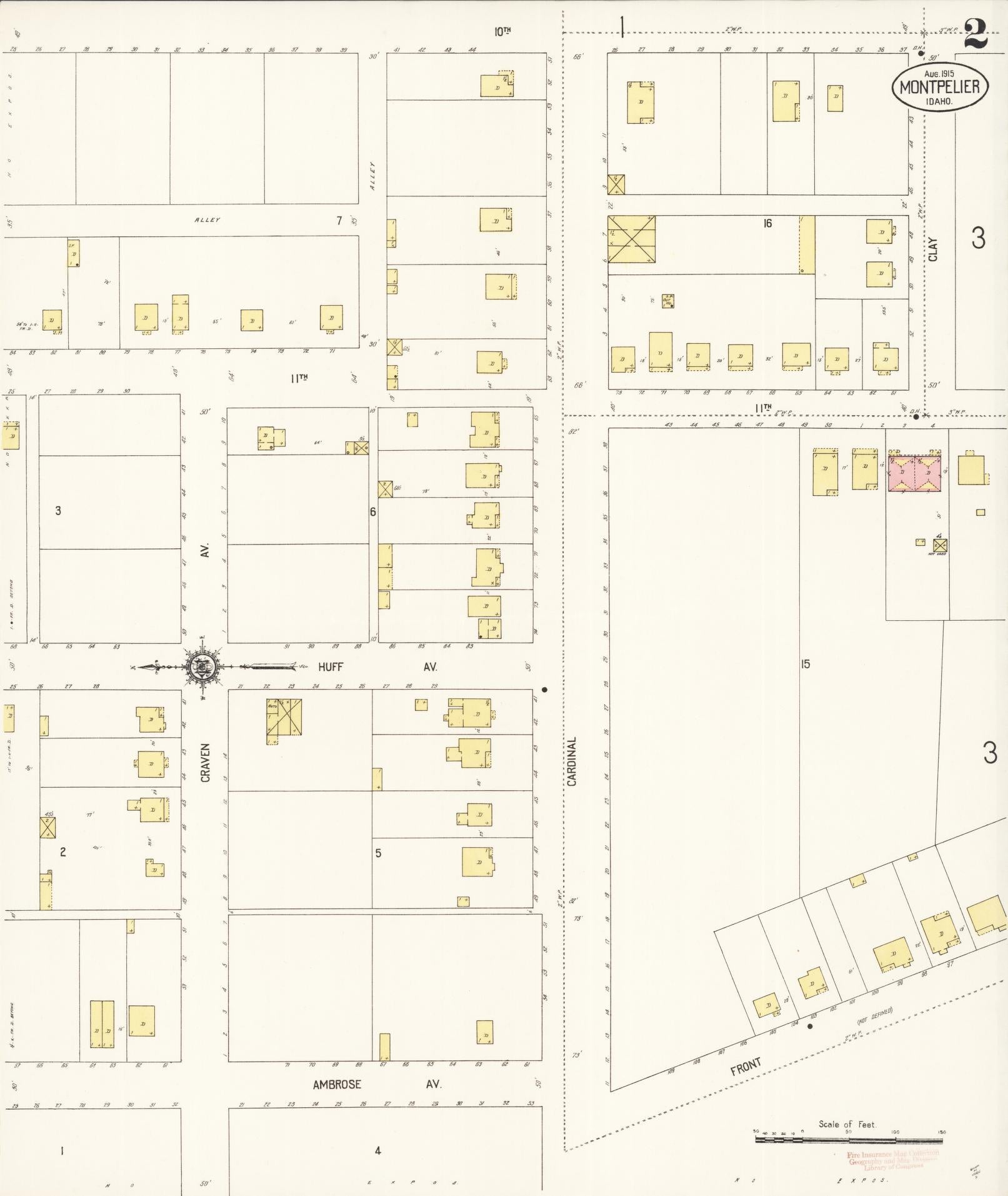 Sanborn Fire Insurance Map from Montpelier, Bear Lake County, Idaho (1915), Sheet #0002 - Historic Sanborn Fire Insurance Map Print, vintage old map wall art, antique decor, genealogy gift, Idaho Idaho map