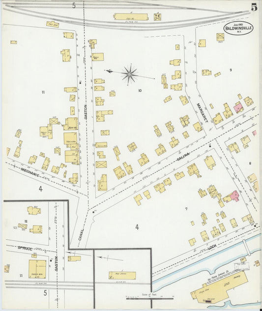 Sanborn Fire Insurance Map from Baldwinsville, Onondaga County, New York (1901), Sheet #0005 - Historic Sanborn Fire Insurance Map Print, vintage old map wall art, antique decor, genealogy gift, New York New York map