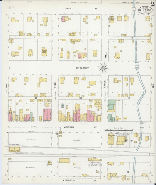 Sanborn Fire Insurance Map from Windsor, Shelby County, Illinois (1898), Sheet #0002 - Historic Sanborn Fire Insurance Map Print, vintage old map wall art, antique decor, genealogy gift, Illinois Illinois map