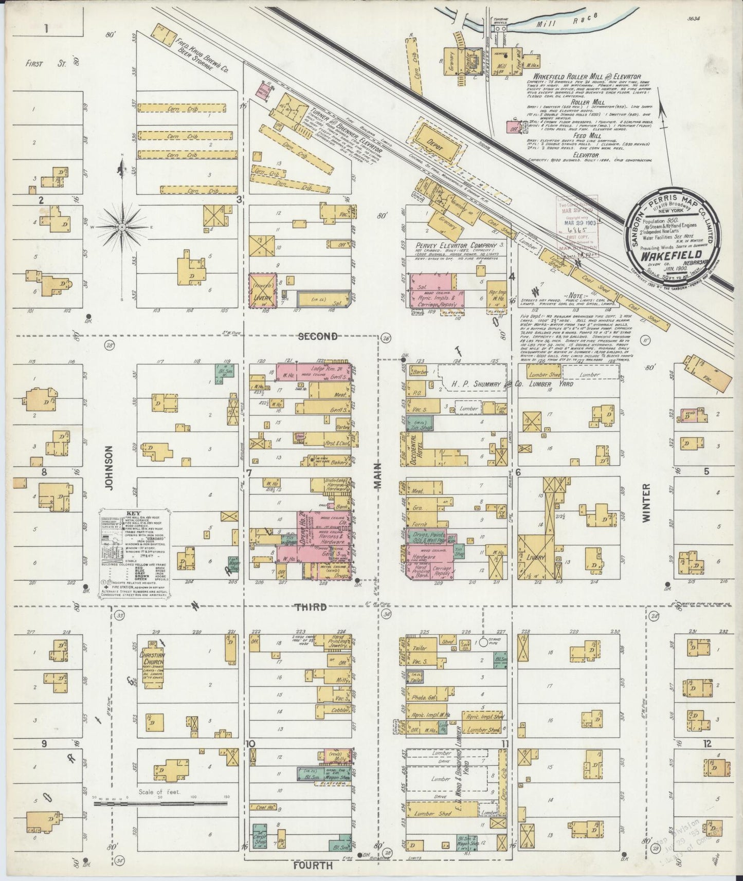 Sanborn Fire Insurance Map from Wakefield, Dixon County, Nebraska (1900), Sheet #0001 - Historic Sanborn Fire Insurance Map Print, vintage old map wall art, antique decor, genealogy gift, Nebraska Nebraska map