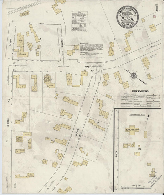 Sanborn Fire Insurance Map from Alton, Belknap County, New Hampshire (1912), Sheet #0001 - Complete Map Set gallery image, historic Sanborn map, vintage wall art, New Hampshire New Hampshire