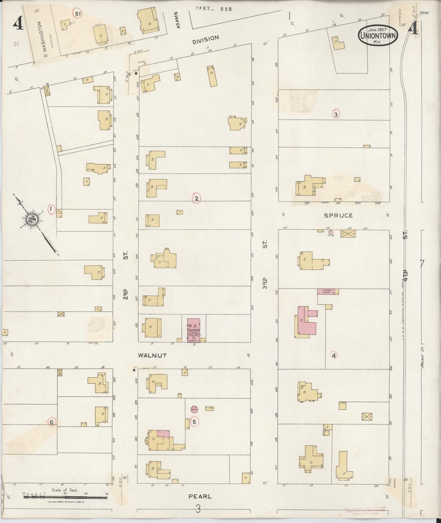Sanborn Fire Insurance Map from Uniontown, Union County, Kentucky (1939), Sheet #0004 - Historic Sanborn Fire Insurance Map Print, vintage old map wall art, antique decor, genealogy gift, Kentucky Kentucky map