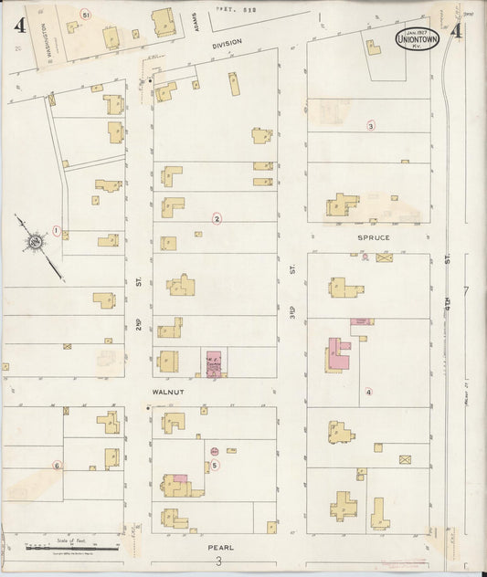 Sanborn Fire Insurance Map from Uniontown, Union County, Kentucky (1939), Sheet #0004 - Historic Sanborn Fire Insurance Map Print, vintage old map wall art, antique decor, genealogy gift, Kentucky Kentucky map
