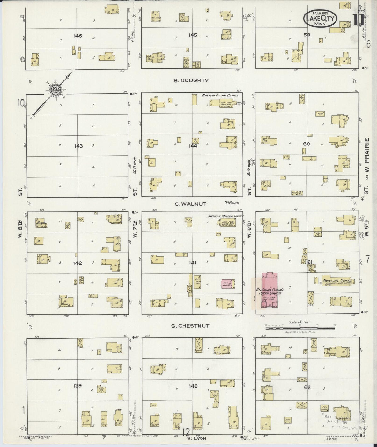 Sanborn Fire Insurance Map from Lake City, Wabasha County, Minnesota (1921), Sheet #0011 - Historic Sanborn Fire Insurance Map Print, vintage old map wall art, antique decor, genealogy gift, Minnesota Minnesota map