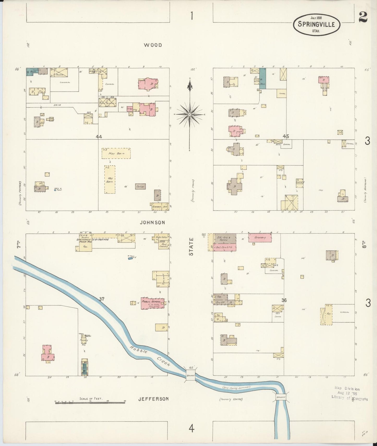 Sanborn Fire Insurance Map from Springville, Utah County, Utah (1898), Sheet #0002 - Complete Map Set gallery image, historic Sanborn map, vintage wall art, Springville Utah