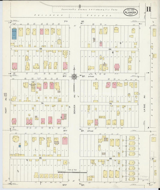 Sanborn Fire Insurance Map from Alamosa, Alamosa County, Colorado (1912), Sheet #0011 - Historic Sanborn Fire Insurance Map Print, vintage old map wall art, antique decor, genealogy gift, Colorado Colorado map