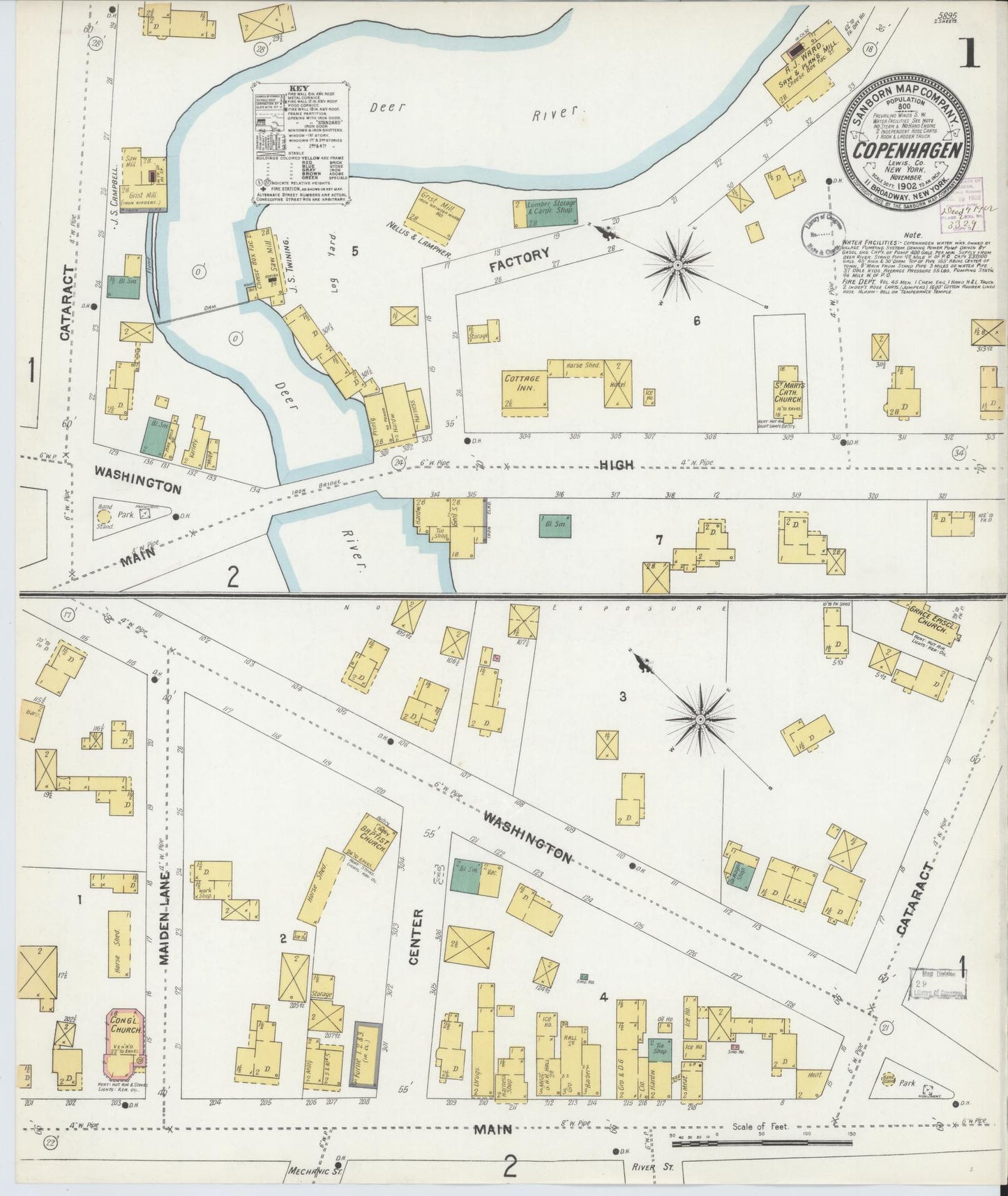 Sanborn Fire Insurance Map from Copenhagen, Lewis County, New York. (1902) – Historic Sanborn Fire Insurance Map Print