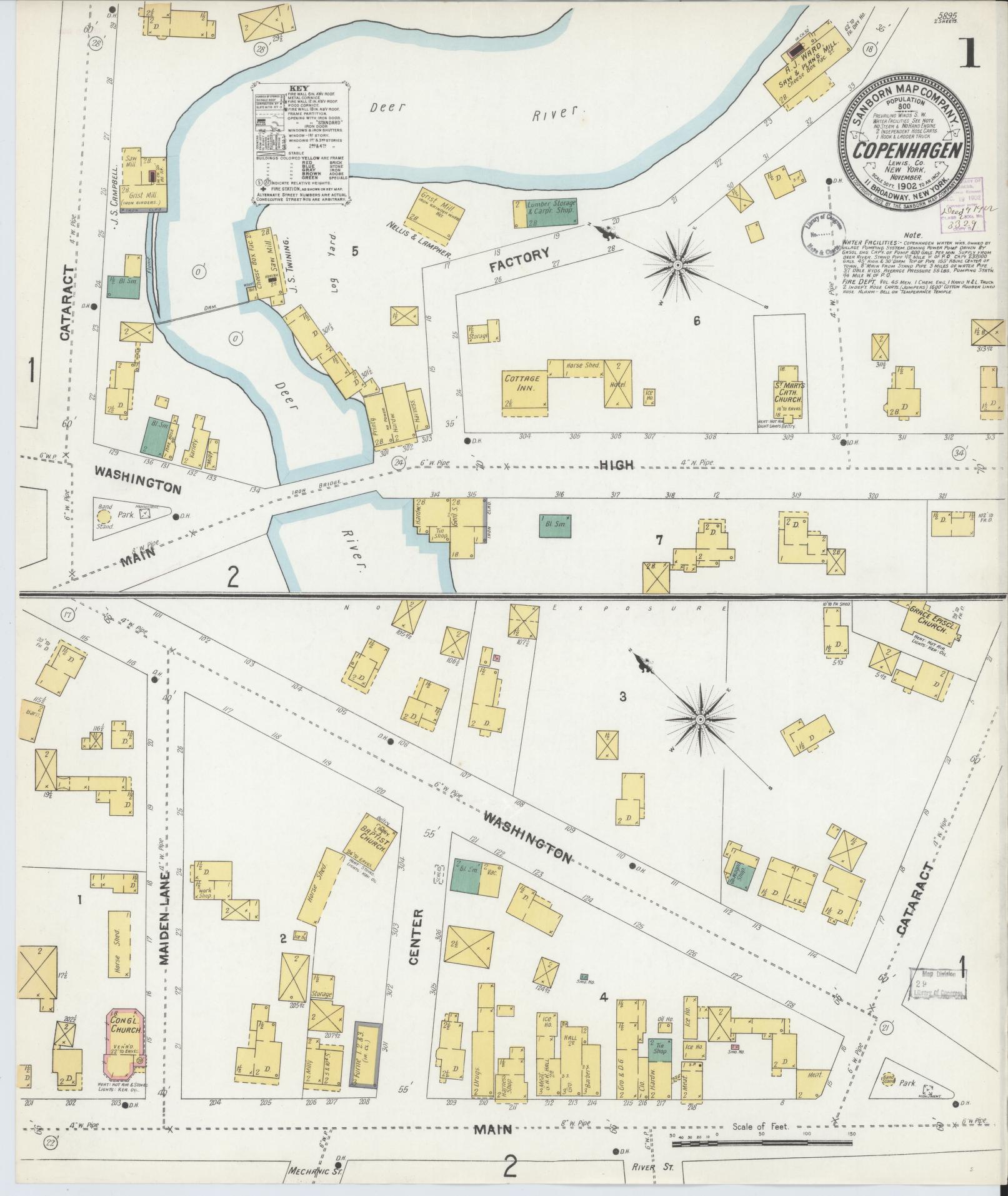 Sanborn Fire Insurance Map from Copenhagen, Lewis County, New York. (1902) – Historic Sanborn Fire Insurance Map Print