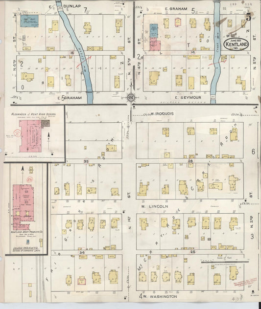 Sanborn Fire Insurance Map from Kentland, Newton County, Indiana (1942), Sheet #0005 - Historic Sanborn Fire Insurance Map Print, vintage old map wall art, antique decor, genealogy gift, Indiana Indiana map