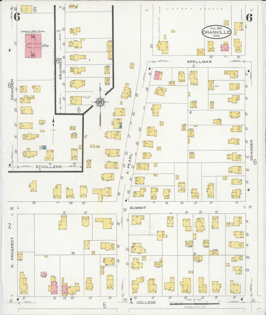 Sanborn Fire Insurance Map from Granville, Licking County, Ohio (1926), Sheet #0006 - Historic Sanborn Fire Insurance Map Print, vintage old map wall art, antique decor, genealogy gift, Ohio Ohio map