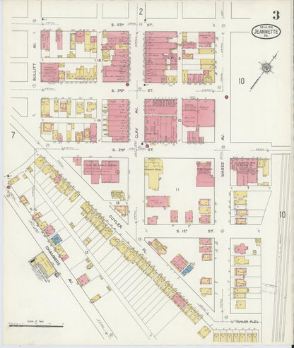 Sanborn Fire Insurance Map from Jeannette, Westmoreland County, Pennsylvania (1916), Sheet #0003 - Complete Map Set gallery image, historic Sanborn map, vintage wall art, Pennsylvania Pennsylvania
