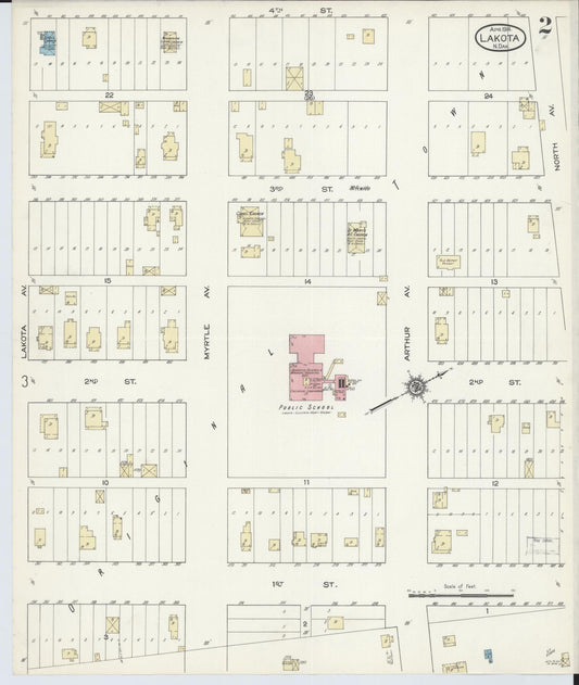 Sanborn Fire Insurance Map from Lakota, Nelson County, North Dakota (1914), Sheet #0002 - Historic Sanborn Fire Insurance Map Print, vintage old map wall art, antique decor, genealogy gift, North Dakota North Dakota map